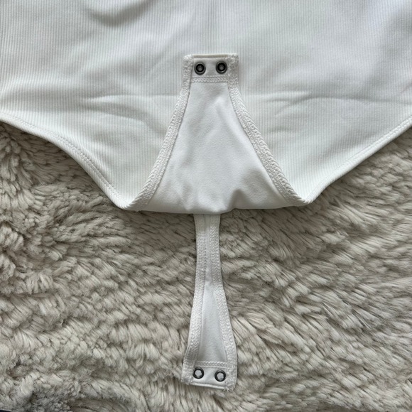 Abercrombie & Fitch One Shoulder Double Strap Thong Body Suit in White Sz Small - Picture 4 of 10